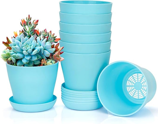 8 Pcs Plant Pots,3.8" Indoor Planter,Planters for Outdoor Plants,Plastic Pots for Plants,Nursery Pots for Plants,Pots for Plants,Small Flower Pots,Cactus Pot,Mini Flower Pots,Gardening Gifts