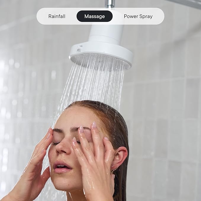 Qure Shower Filter Head for Hard Water, healthier Hair, Skin & Nails, Reduces 99% Chlorine, High Pressure Showerhead, Improve your Beauty and Skincare Routine, Dermatologist-approved - White