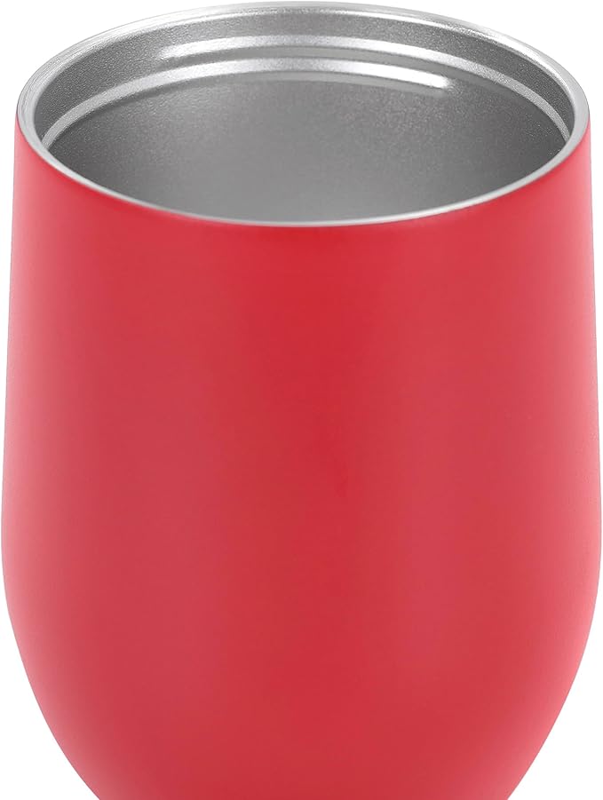 makerflo 12 oz Red Powder Coated Wine Tumbler with Leak-Proof Clear Lid - Pack of 25, Ideal for Craft and Personalization (Laser Engraving, UV DTF, Epoxy, and Vinyl)