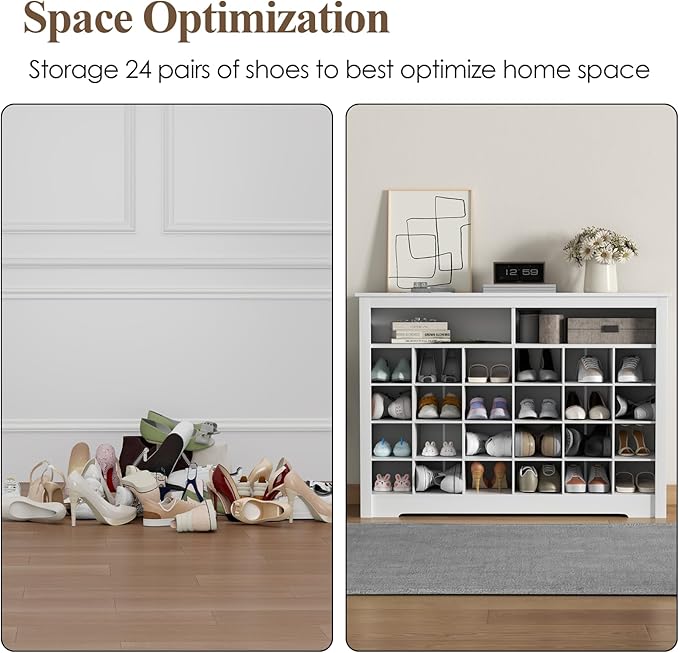 5-Tier Storage Cabinet for Entryway, Modern Shoe Rack with 26 Cubbies, Freestanding Shoe Organizer with 24 Pair Shoe Storage Cabinet for Hallway,Bedroom,Living Room(White
