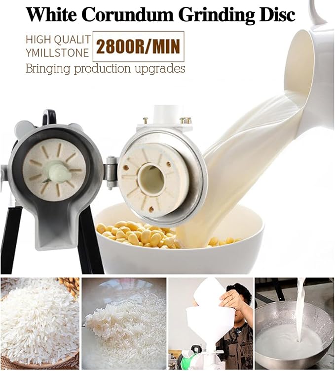 Electric Grain Mill Grinder, Flour Mill, 110V 2200W Commercial Corn Grinder Machine Feed Mill Wheat Grinder, Flour Mill Cereals Grinder with Funnel (Wet Grinder)