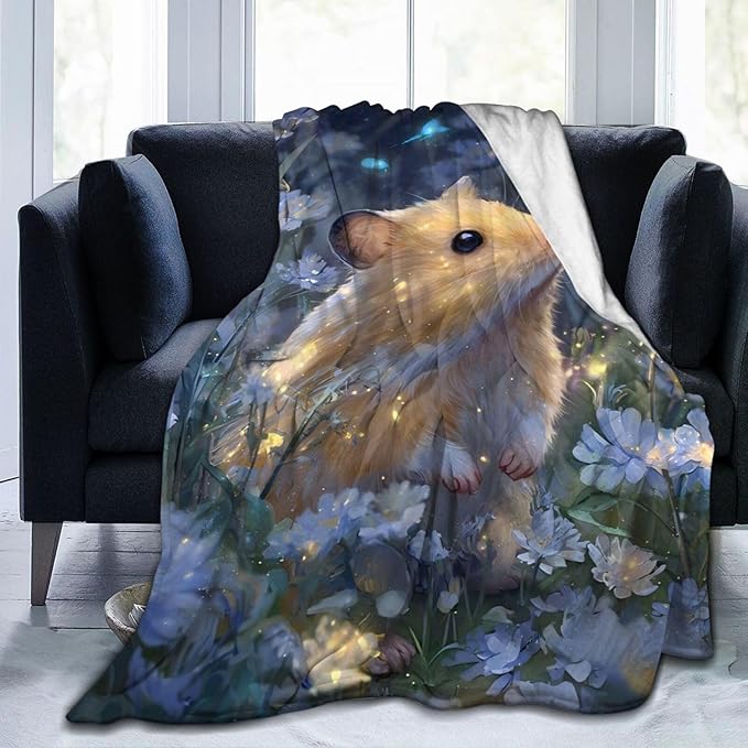 Hamster Blanket Gifts for Girls Boys Cute Animal Lover Throw Cozy Plush Fleece Flannel Lightweight Fuzzy Blankets for Women Men 60"X50"