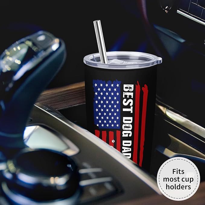 Dog Dad Gifts for Men, Christmas Gifts for Dog's Daddy, Best Dog Dad Ever Gift, Funny Dogs Father Gift Ideas, 20 oz Stainless Steel Tumbler