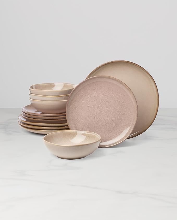 Oneida 897202 Organic Shades 12-Piece Dinnerware Set, Clay