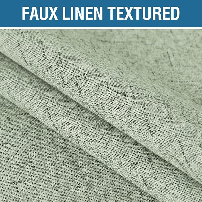 H.VERSAILTEX 100% Blackout Curtains for Bedroom 108 Inches Long Grommet Linen Face Full Light Blocking Curtain Drapes for Living Room Thermal Linen Look Curtains 2 Panels Set, 52" W x 108" L, Sage