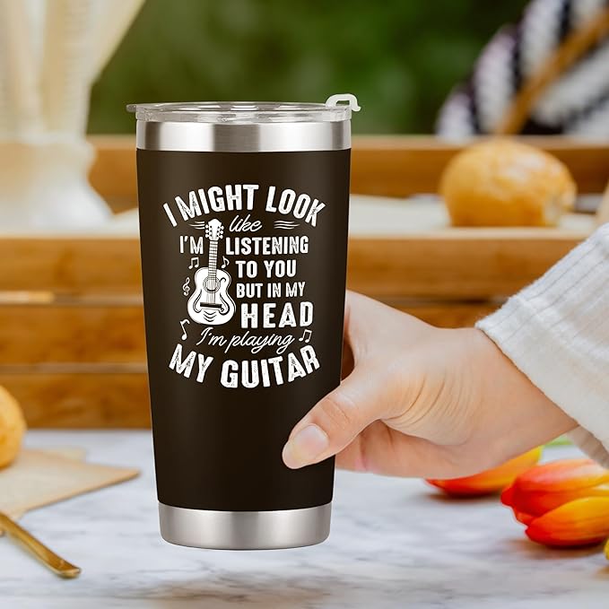 Guitar Gifts - Music Gift for Men, Musicians - Ideas for Guitar Lovers, Players, Guitarists - 20 Oz Stainless Steel Tumbler