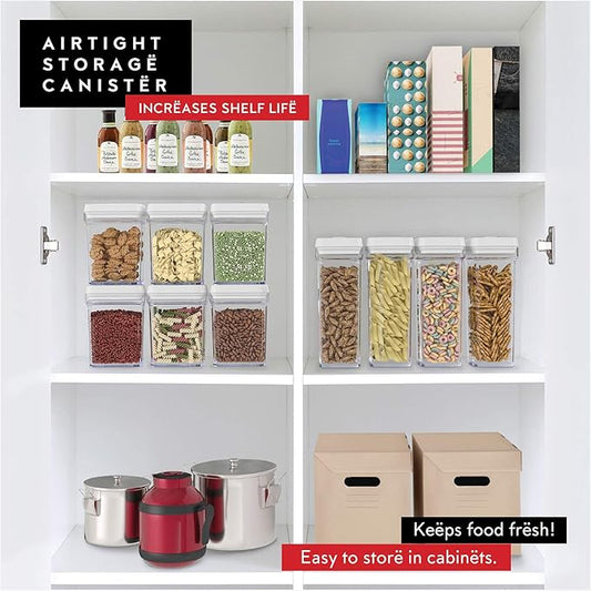 DWËLLZA KITCHEN Airtight Food Storage Containers – 4 Piece set Air Tight Pantry Storage Containers Clear Kitchen Organization and Storage Set BPA-Free - Keeps your Food Fresh & Dry