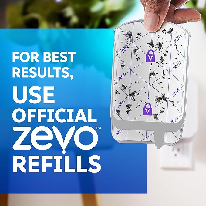 Zevo Flying Insect Trap Official Refill Cartridges - Fits Both Zevo Trap & MAX Indoor Fly Trap - Authentic Trap+Lock Technology to Catch Gnats, House & Fruit Flys (10 Official Refill Cartridges)