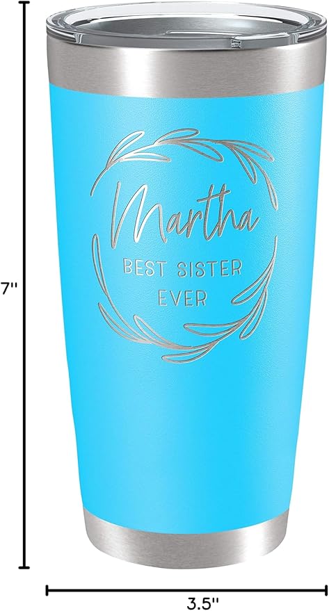 Personalized Tumblers, Stainless Steel 20 oz Tumbler w/Lid |13 Different Designs| Personalized Cups Double Walled Insulated Coffee Cup for Travel, Gym, Fitness | Hot and Cold Drink - Sky Blue