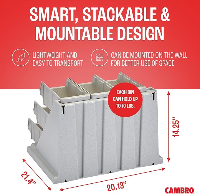 Cambro Versa - Self Serve Condiment and Utensil Bin - 9 Storage Bins - Ideal for Food and Coffee Condiments (Gray)
