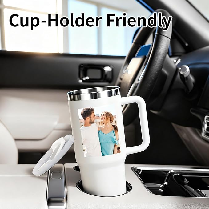 Personalized Tumbler with Handle, 20oz Insulated Coffee Tumbler with Lid and Straw, Custom Stainless Steel Travel Cup for Women Men (Friends)