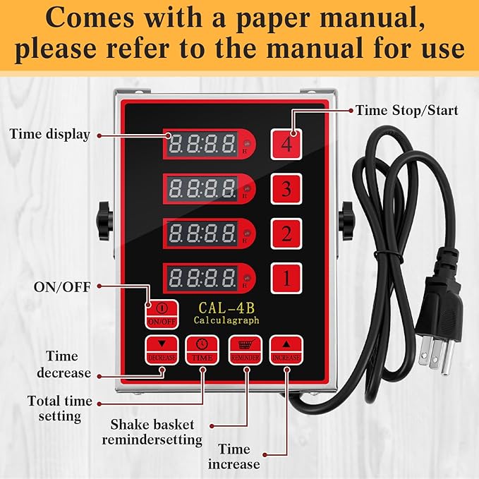 1 Pack 4-Channel Digital Kitchen Timer, Commercial Cooking Timer with Loud Alarm, Large LCD Display, for Restaurants, Baking, Labs, Multiple Independent Countdown Timers