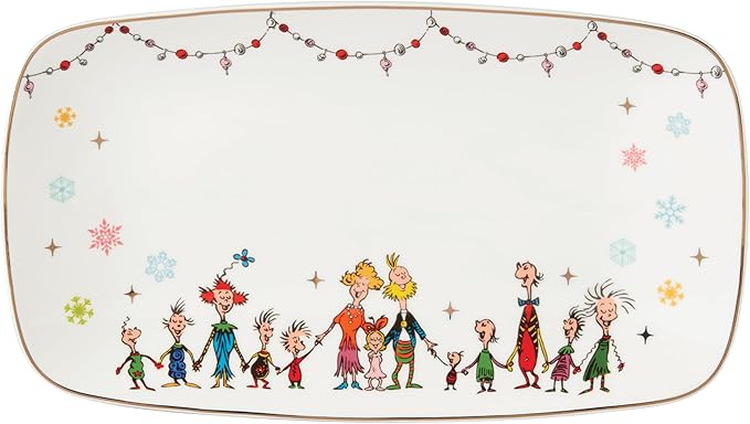 Lenox Serveware, Merry Grinchmas Tray, 13.75 x 7.5-Inch, Food Tray, Microwave Safe & Dishwasher Safe Porcelain, Grinch Winter Serving Tray, Christmas Decor, Christmas Table Centerpieces (1 Piece)