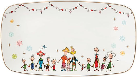 Lenox Serveware, Merry Grinchmas Tray, 13.75 x 7.5-Inch, Food Tray, Microwave Safe & Dishwasher Safe Porcelain, Grinch Winter Serving Tray, Christmas Decor, Christmas Table Centerpieces (1 Piece)