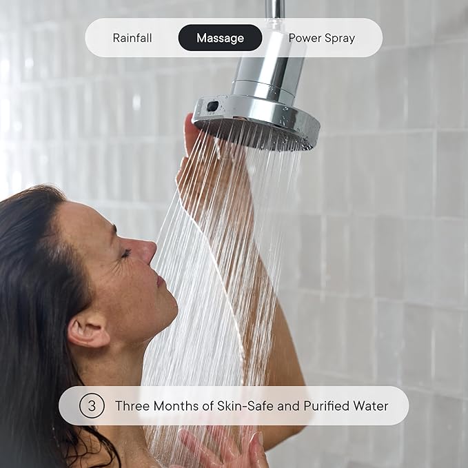 Qure Shower Filter Head for Hard Water, healthier Hair, Skin & Nails, Reduces 99% Chlorine, High Pressure Showerhead, Improve your Beauty and Skincare Routine, Dermatologist-approved - Black