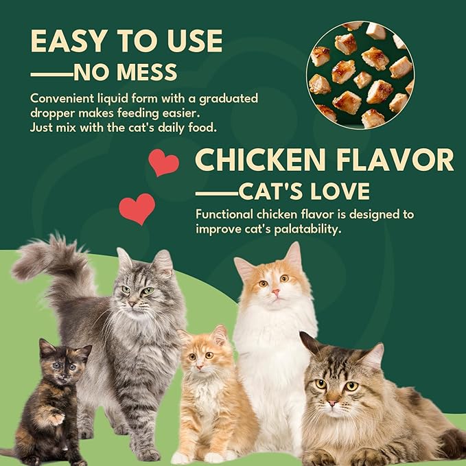 YOTANGO Natural Antibiotics for Cats, Cat Antibiotics for UTI & Itch Support, Immune, Digestive, Allergy, Skin & Coat Support for Cats and Kittens, for All Ages & Breeds (Chicken Flavor-60ml 2 Pack)