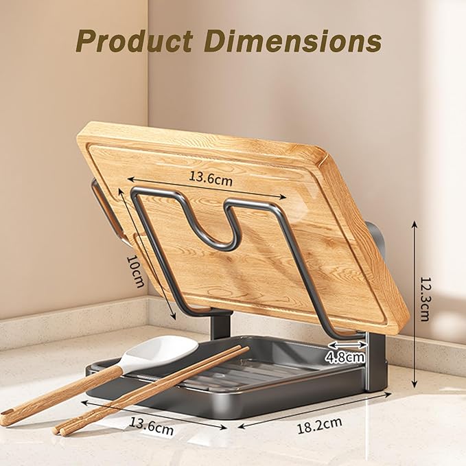 DOTH Kitchen Pot Lid Storage Rack, Stainless Steel Pot Lid Holder While Cooking with Removable Drip Tray, Upright Lid Holder While Cooking for Countertop Organization (White - Double Layer)