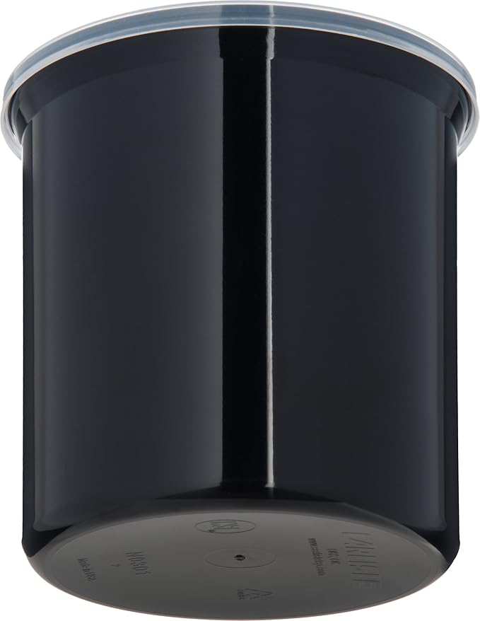 Carlisle FoodService Products Classic Round Storage Container Crock with Lid for Kitchen, Restaurants, Home, Plastic, 1.2 Quarts, Black, (Pack of 12)