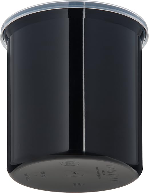 Carlisle FoodService Products Classic Round Storage Container Crock with Lid for Kitchen, Restaurants, Home, Plastic, 1.2 Quarts, Black