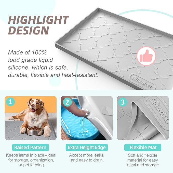 SIKADEER 28" x 22" Under Sink Mat Waterproof, Silicone Mat Kitchen Drawer Shelf and Cabinet Liner, Sink Protector for Kitchen Organizers and Storage, Boot Tray Pet Food Mats