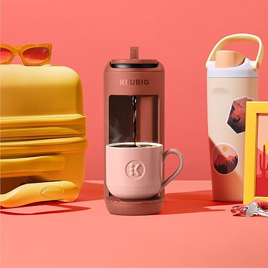 Keurig K-Mini Mate Single Serve Coffee Maker – Ultra-Compact 4” Width, Travel Mug Friendly, Ideal Holiday Gift for Small Spaces, Red Rocks