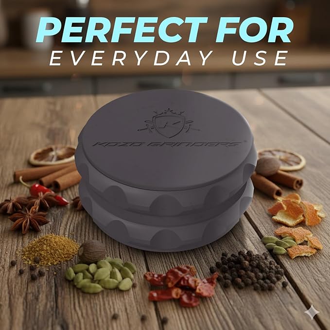 2.5" Spice Grinder 2-Piece, Strong Grip By Kozo. (Black)