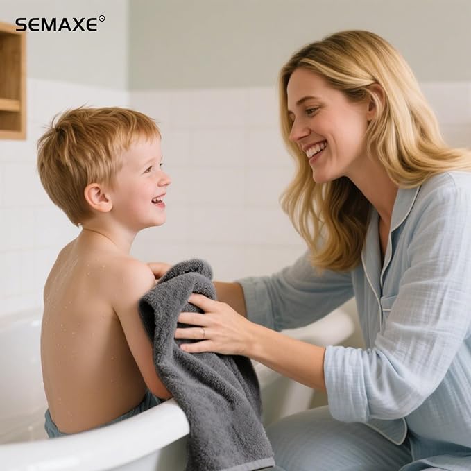 SEMAXE 6-Pack Gray Hand Towels - 27"x16" 100% Cotton Bathroom Towels with Hanging Loops, Oeko-Tex Certified, Soft & Absorbent, Gift-Ready Packaging
