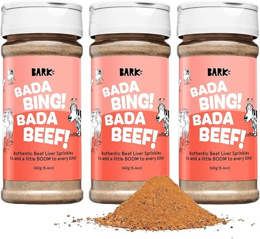 Barkbox Beef Dog Treat Topper High Protein Limited Ingredient Mixer, Rosemary Extract for Large & Small Breeds, Elevate Dog Food Dining, Shake & Pour for Dog Bowls (Pack of 3)