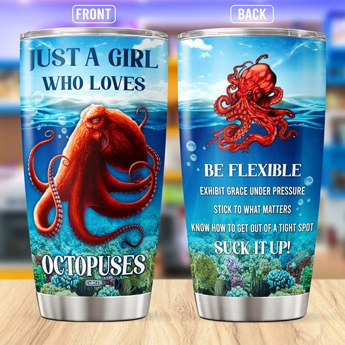CUBICER Octopus Coffee Tumblers Insulated Tumbler Gifts For Octopus Lovers Women Men Birthday Large 20 Oz Mug Cup Stainless Steel Travel Mugs Accessories Room Decor Supplies