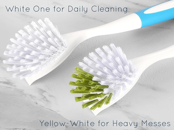 Dish Brush, Dish Scrubber & Kitchen Scrub Brush for Dishes, Pots, Pans, Sink, Cast Iron, Yellow Blue 20 Pack