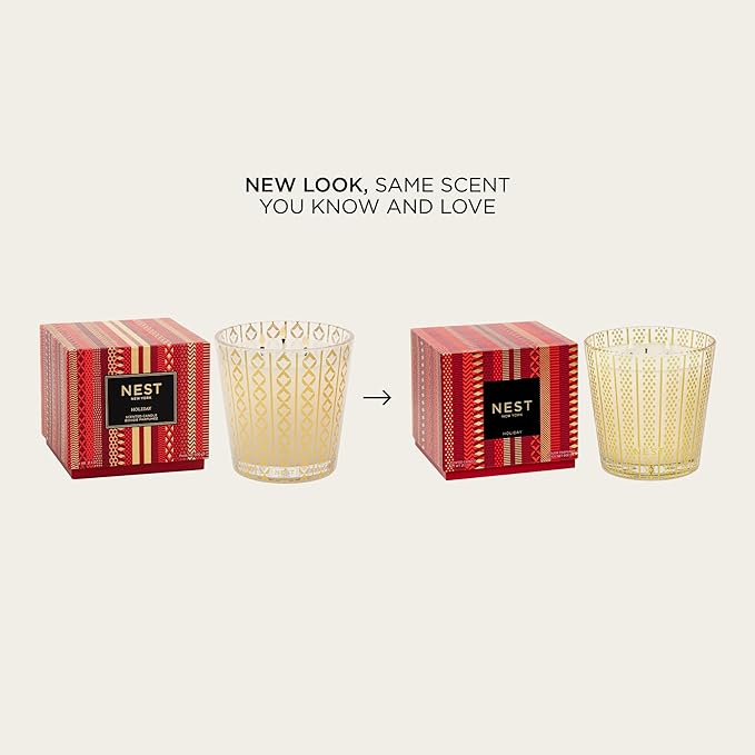 NEST New York Scented 3-Wick Christmas Candle, Holiday - 21.2 oz - Up to 100-Hour Burn Time - Reusable Glass Vessel