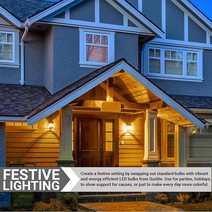 Sunlite 40472 LED A19 Colored Light Bulb, 3 Watts (25w Equivalent), E26 Medium Base, Non-Dimmable, UL Listed, Party Decoration, Holiday Lighting, 6 Count, Amber