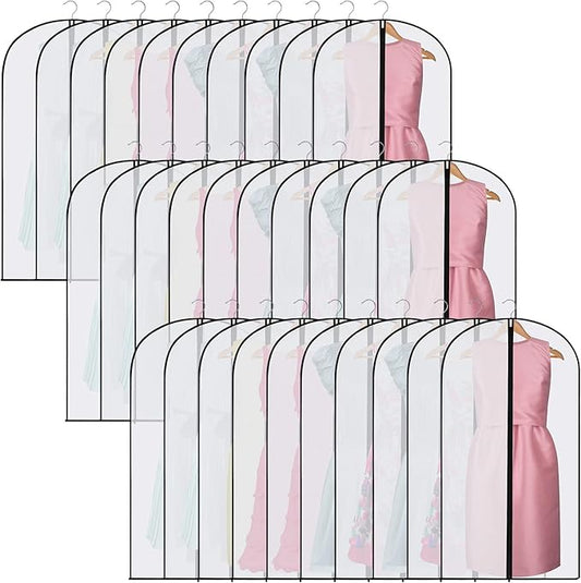 Amylove 40 Pack 60/40inch Garment Bags for Hanging Clothes with Zipper, Clear Garment Dress Covers PEVA Suit Protector for Closet Storage Travel Coat Gown Jacket Organizer(24 x 40 Inch)