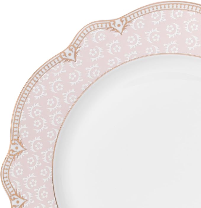 Joseph Sedgh Collection "Sandra" 57-Piece Bone China Dinnerware Set, Service for 8, Blush Pink and Gold