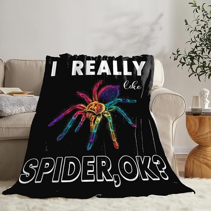 Spider Blanket Gifts for Girls Women Spider Throw Blankets Cozy Plush Fleece Flannel Fuzzy for Boys Men Decor 50"X40"