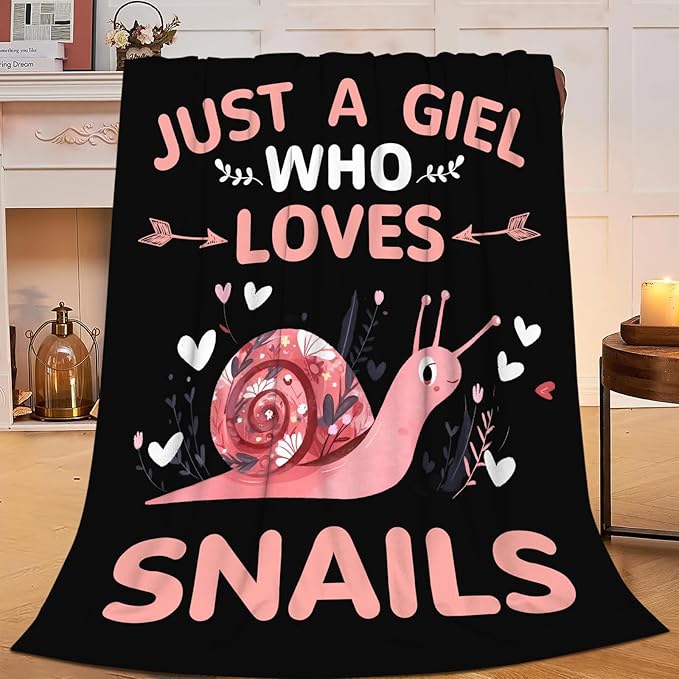 Snails Blanket Gifts for Girls Women Snail Stuff Throw Blankets Cozy Plush Fleece Flannel Fuzzy for Bed Decor 80"X60"