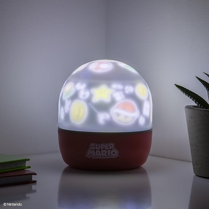 Paladone Super Mario Projection Light - Officially Licensed Nintendo Projector Lamp with Interchangeable Scenes and Mood Lighting, 3 Light Modes, Gaming Room Decor