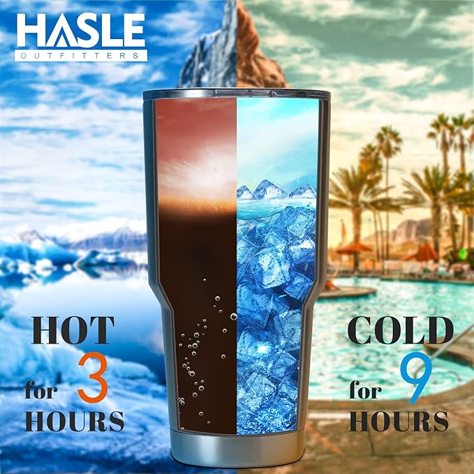 HASLE OUTFITTERS 30oz Stainless Steel Tumbler, Double Wall Vacuum Insulated Travel Mug Tumbler, Durable Insulated Coffee Mug, Gift Box Set (Grey, 4)