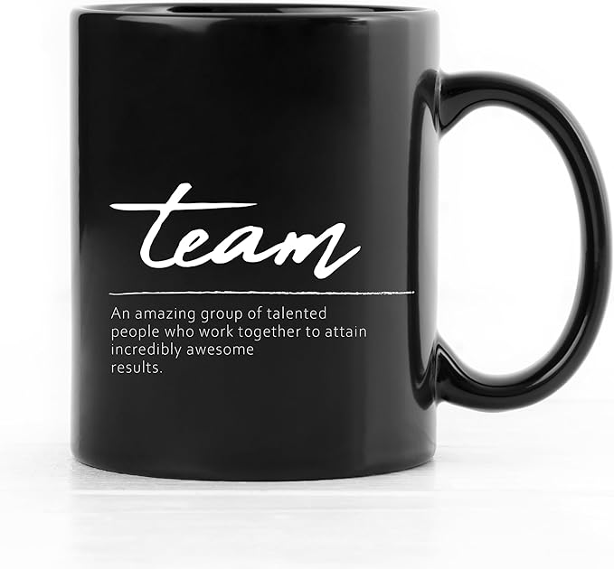 QUICQOD Team Gifts for Employees,Team Definition Ceramic Mug,Employee Appreciation Gifts for Coworkers Colleague Boss,Thank You Gifts Thanksgiving Birthday Christmas Black Coffee Mug,11 Oz