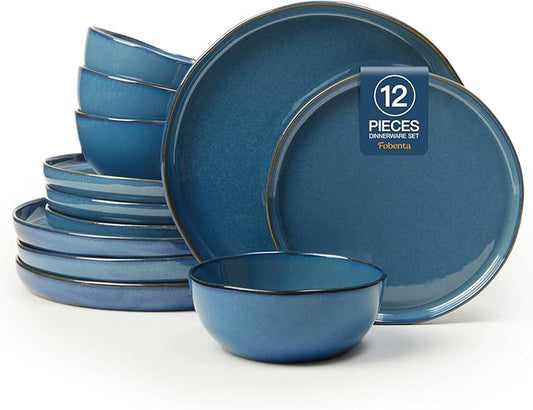 Ceramic Dinnerware Set,12 Piece Modern Dish Set for Stylish Gatherings,Microwave & Dishwasher Safe,Chip-Resistant Plates and Bowls Sets for 4 – Beauty Meets Durability