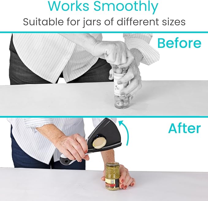 Vive Jar Opener - Bottle Openers for Seniors - Can & Lids Effortless Tool Opener for Weak Arthritic Hands - Easy Open Adjustable Grip for Elderly