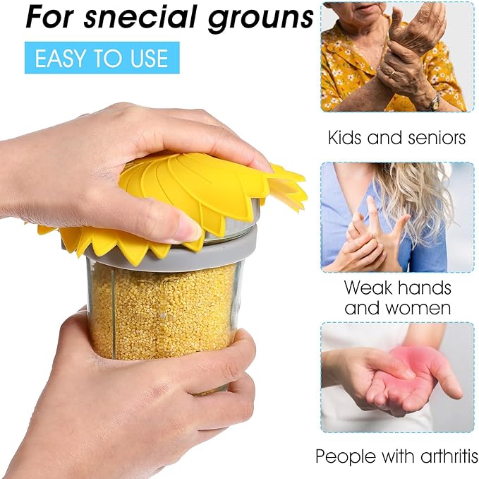 4Pcs Rubber Jar Opener Gripper Pad 6.1inch Non Slip Jar Openers Resistant Coasters Multi Function Botter Opener Tool for Weak Arthritis Hands Seniors Easy Opening(4 Colors)