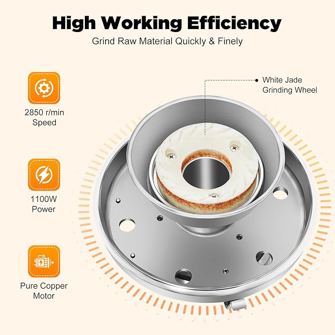 110V Household/Commercial Mill, 1100W Electric Grain Grinder, Peanut Butter Maker Machine Sesame Sauce Grinder Low Noise High-Speed Grinding for Dry Ingredients like Herbs Spices Coffee Corn Beans