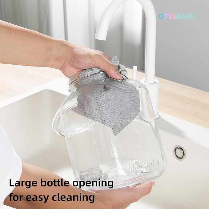 2 Pack 1 Gallon Glass Mason Jars, Super Wide Mouth Heavy Duty Jar with Airtight Lid, Large Capacity Glass Container with Silicone Gasket-Extra Tag for Kitchen (Glass Lid)