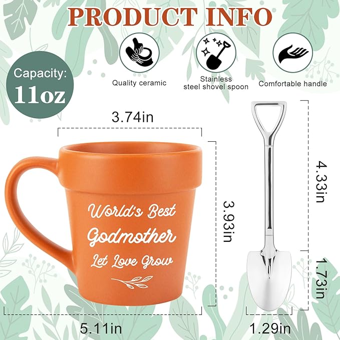 Godmother Gift from Godchild, Christmas Birthday Funny Gifts for Godmothers Godmom Gardening Plant Lover, Godmother Mug