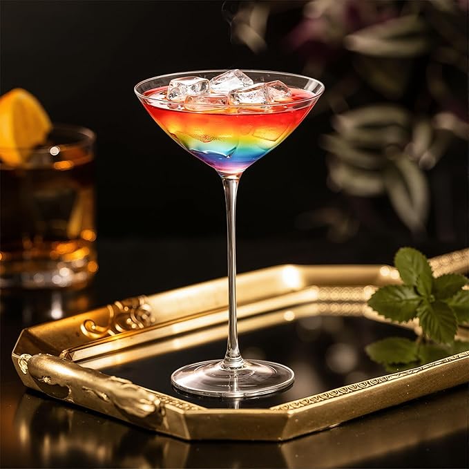 KAMMAK Martini Glasses Set of 2, 4.9 oz Clear Crystal Cocktail Glasses with Stem, Reusable Cocktail Glassware for Wedding Birthday Party, Bar, Margarita, Whiskey, Gin, Tequila, DS01
