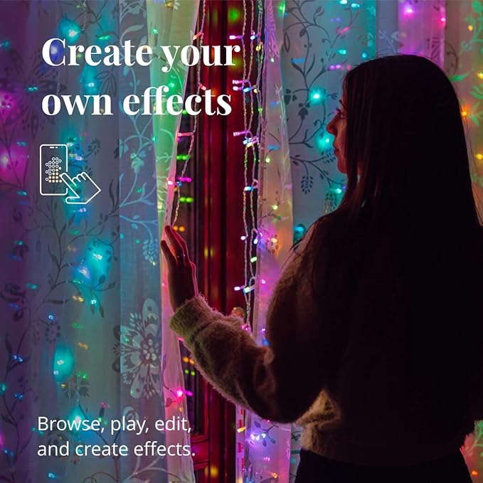 Twinkly Music & Curtain Bundle - App-Controlled Lights with Bluetooth and Wi-Fi Powered Sound Sensor