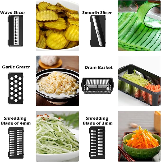 Pro Multifunctional Chopper - 10 in 1 Mandoline Slicer and Dicer, Veggie Chopper With 8 Blades, Carrot, Potato, Garlic