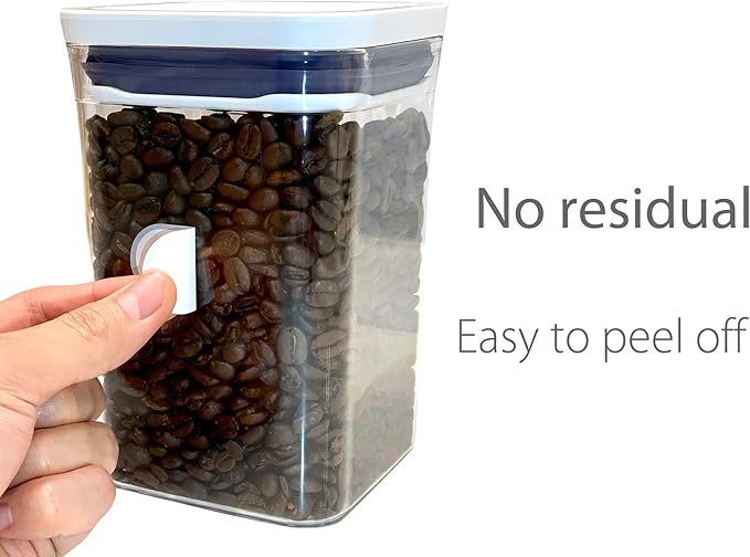 CHUBBIEE Removable Waterproof Food Labels, Write-on Kitchen Labels for POP Food Storage Containers, Jars and Home Organization, Pantry & Spice Sticker, Pack of 64