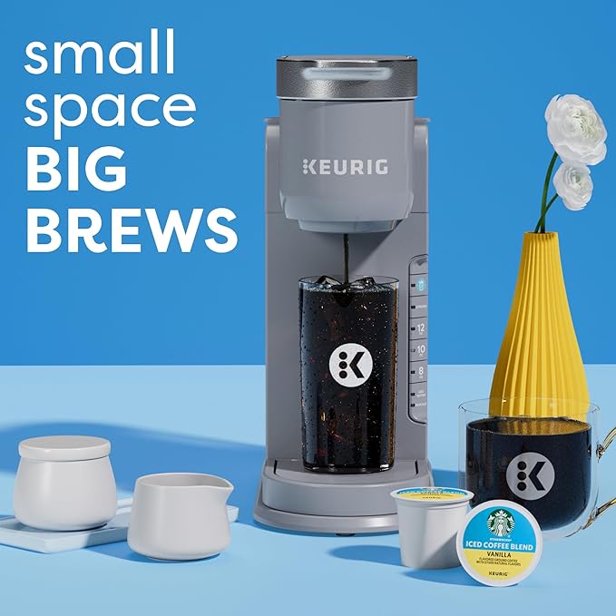 Keurig K-Iced Single Serve Coffee Maker – Brew Over Ice Button, Compact Design, Perfect Holiday Gift for Iced Coffee Lovers, Gray